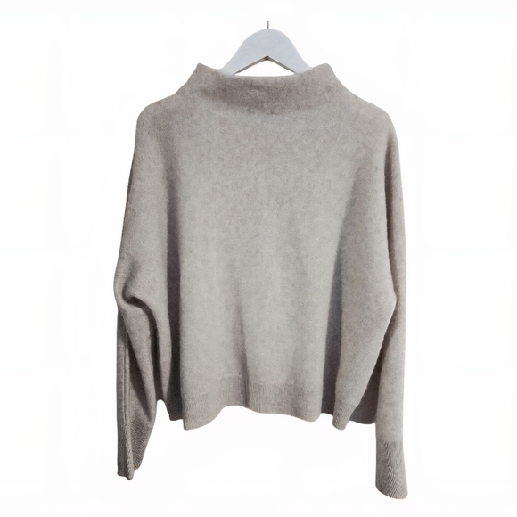 TAHARI 100% Pure CASHMERE Mockneck Raglan Sleeve Sweater Beige Size XL - Picture 1 of 6